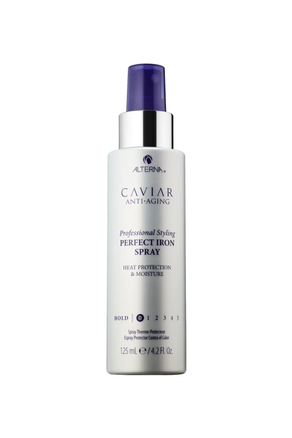 Styling products for grey hair: Alterna perfect iron spray