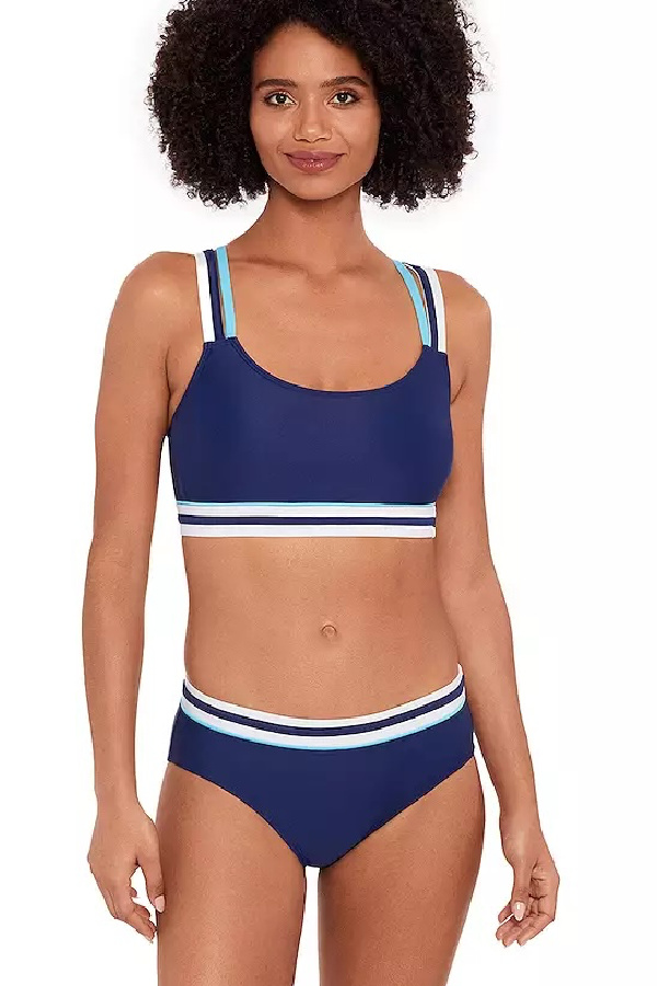 Athletic two-piece swimsuits for teens: Scoop-neck eco beach overlap strap bikini at Kohl's on sale