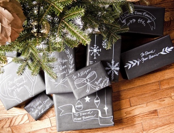 DIY chalkboard inspired gift wrap instructions from Bonnie Christine: How to make all gifts feel more homemade