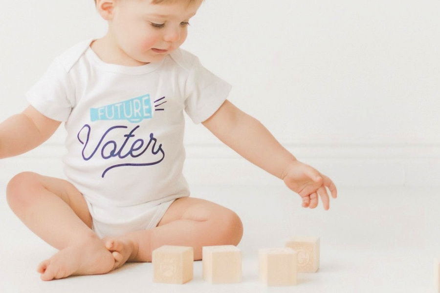 This Future Voter baby onesie is easily the baby gift of 2024