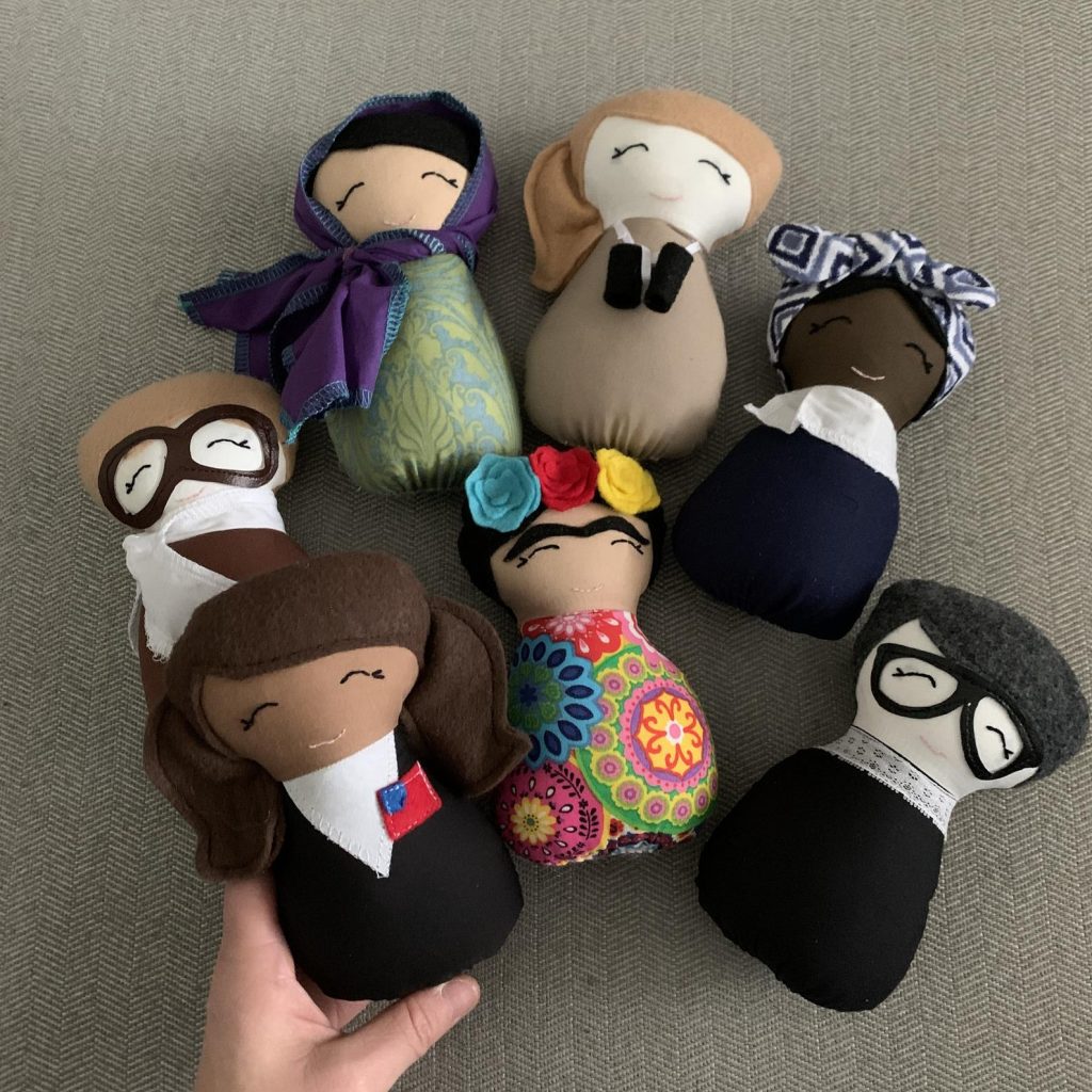 Feminist baby gifts: Mini women's history dolls from Thimble and Time