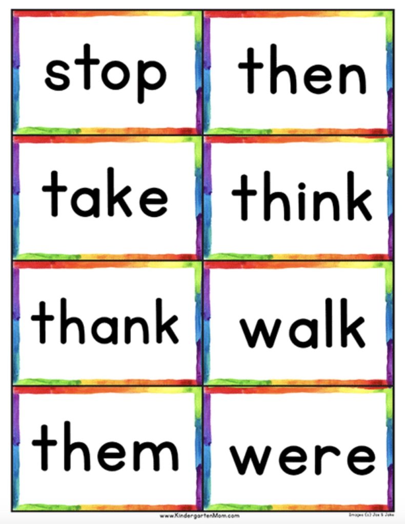 Printable sight word flash cards from EdZone Publishing