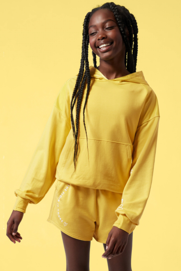 Simone Biles x Athleta girl collaboration: Oversized is in! Especially when it's as cute as this cozy SB sweatshirt.